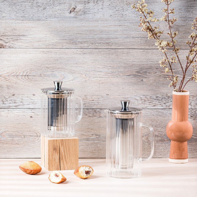 Breakfast - théière striée en verre avec filtre dévissable Verre transparent 4