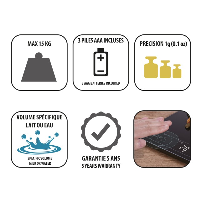 Electronic kitchen scale 15 kg touchless tare function 3