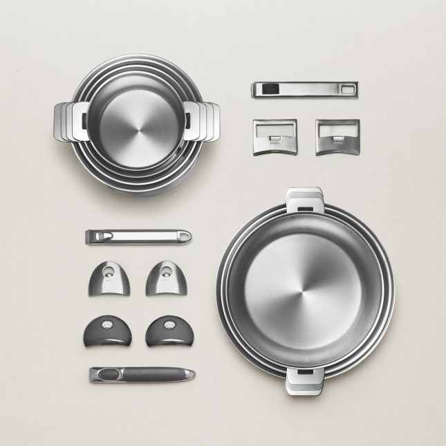 Poêle haute en inox brossé amovible 5