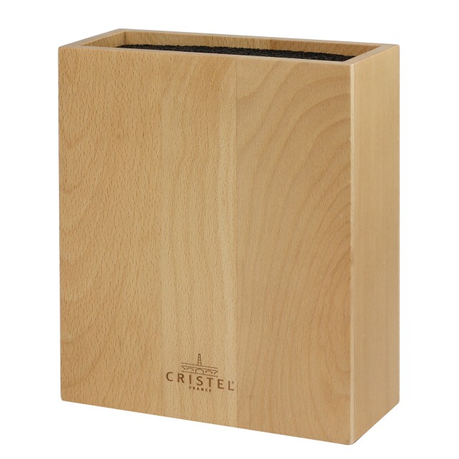 Rectangular beech wood knife block