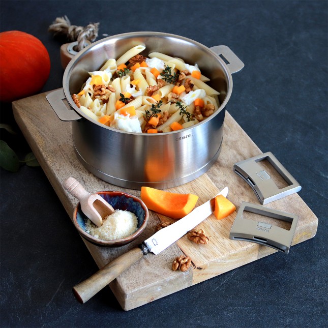 Casserole inox brossé à poignée amovible 7