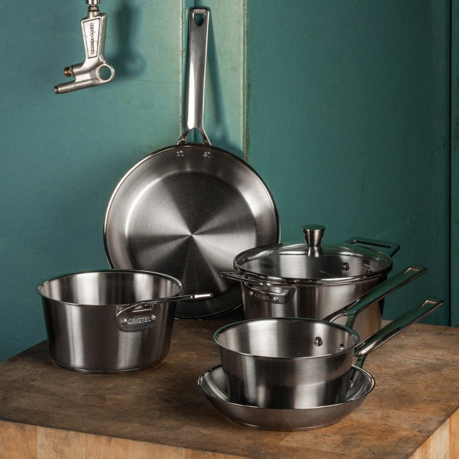 Brushed stainless steel frying pan 7