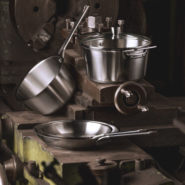 Brushed stainless steel frying pan 6