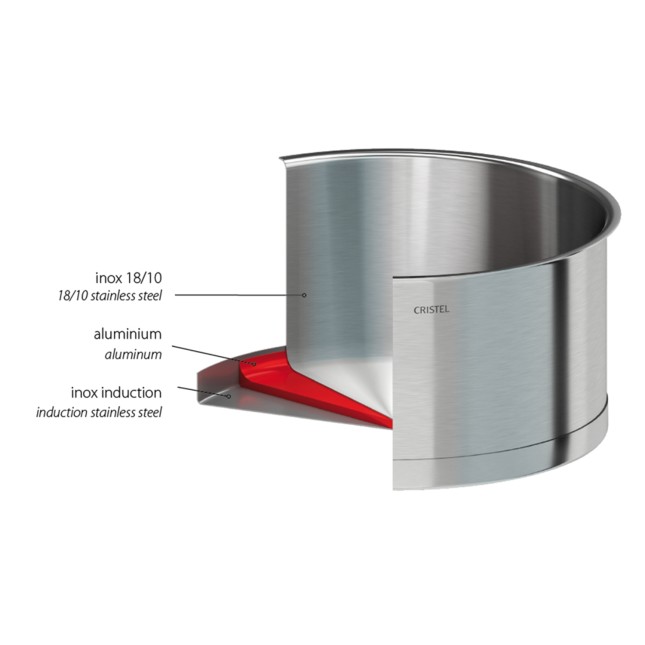 Set of 3 brushed stainless steel saucepans + 1 removable Zenith handle 2