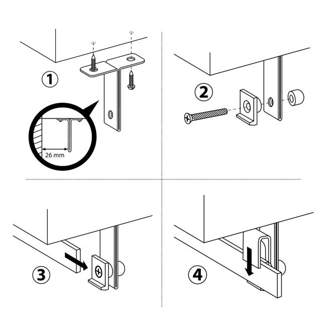 Set für Befestigung unter Hängeschrank 2