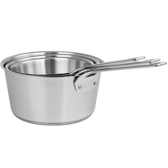 Set of 3 stainless steel saucepans