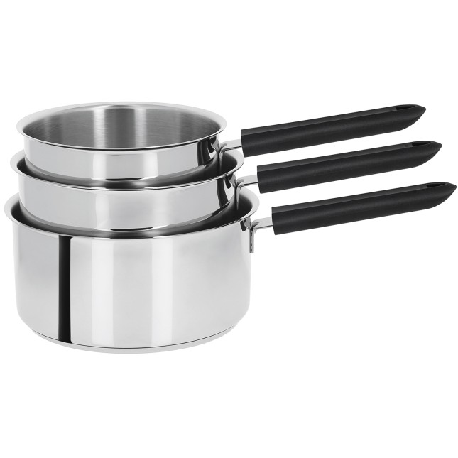 Set of 3 stainless steel saucepans