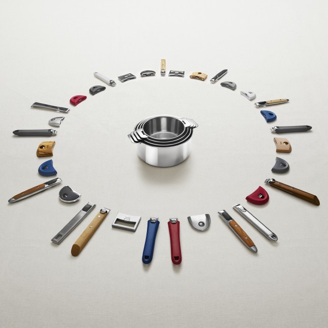 Set of 3 stainless steel saucepans + 1 removable Zenith handle 5