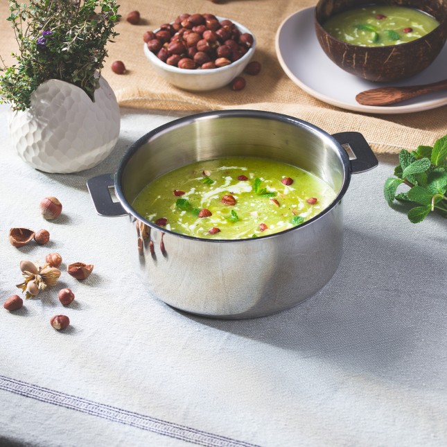 Set of 3 stainless steel saucepans + 1 removable Zenith handle 4