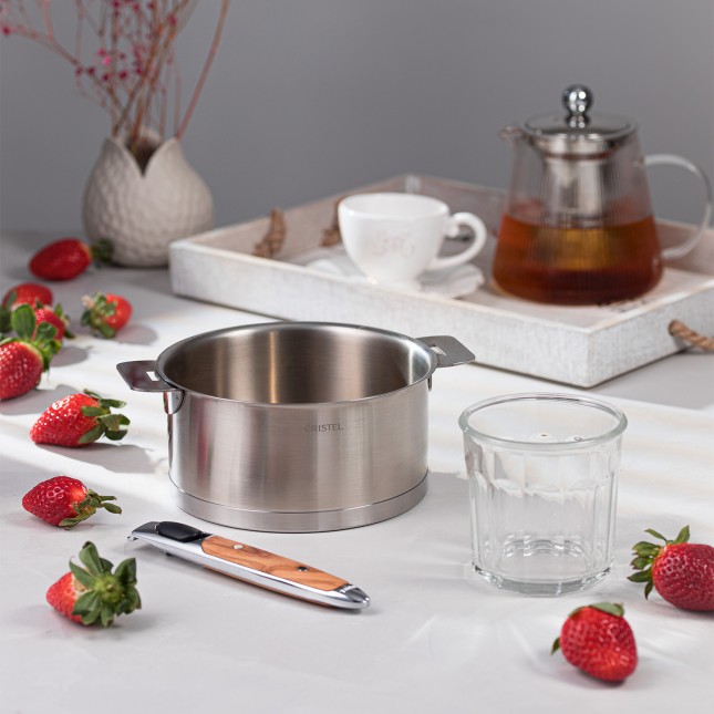 Casserole inox brossé à poignée amovible 4