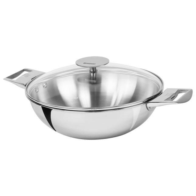Wok inox à poignée amovible 2
