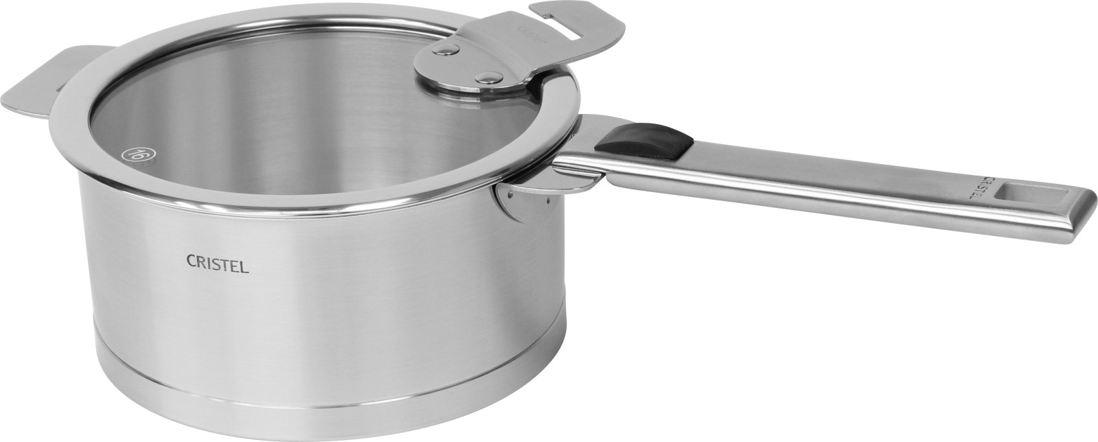 CRISTEL 3-Ply Stainless Steel Saucepan Set (16, 18 and 20cm) with  Detachable Black Handle